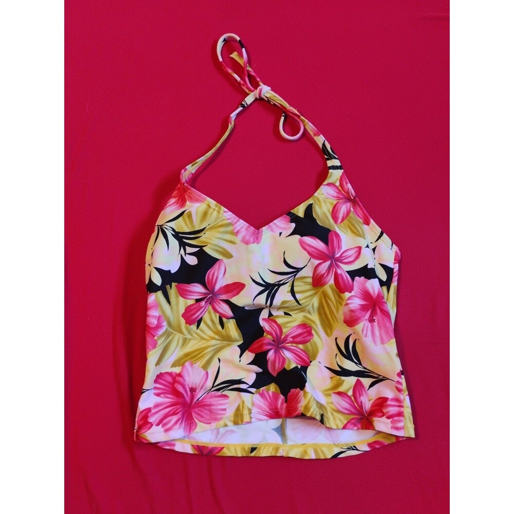 Aqua Couture Separates Womens Swim Top Size 12 Floral Colorful Bright
